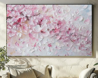 桜のアート：テクスチャードアクリル和風プリント（デジタルダウンロード）