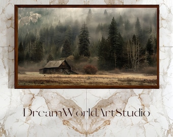 Rustic Cabin Art | Textured Forest Wall Art - Large Landscape, Downloadable Nature Print, Digital.