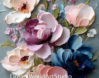 3D Vintage Flower Wall Art: Floral Poster, Canvas Print (JPG Digital Download)
