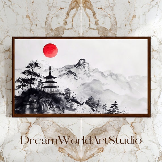 Sumi-e Ink Art - Japanese Zen Wall Art, Minimalist Nature Downloadable Digital Print.