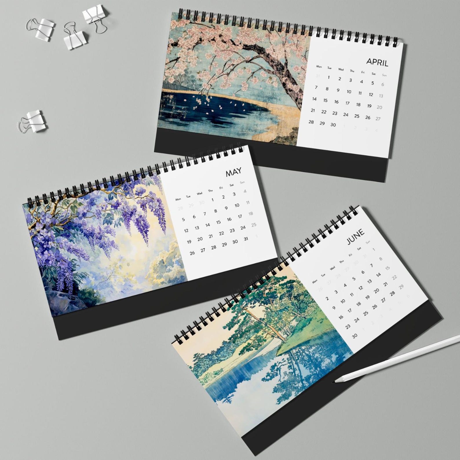 Japanese Art Desk Calendar 2025 – Zen Wall Art With Retro and Vintage ...
