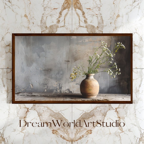 Japanese Art Vase | Wabi Sabi Home Decor - Zen, Textured, Nature-Inspired, Large Digital Wall Prints