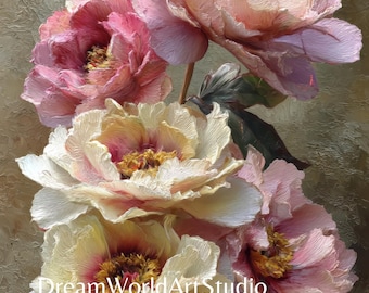 3D Vintage Flower Wall Art: Floral Poster & Canvas Print (Digital Download)