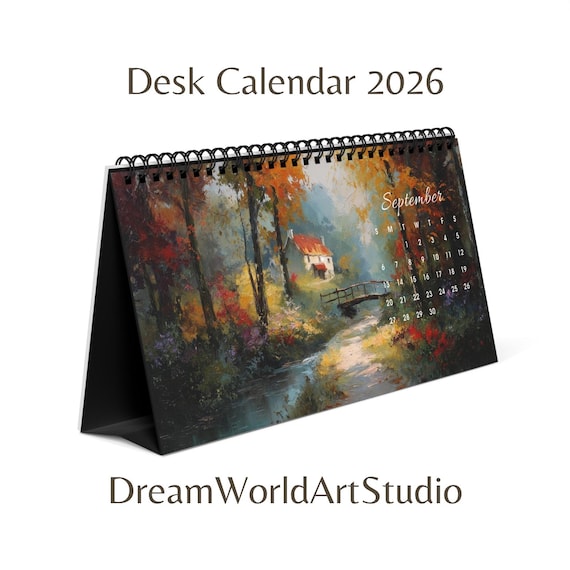 Calendar 2026 Desk Calendar, 12 Month Desktop Desk Organizer, Vintage Retro Floral Wall Art Decor, Christmas Gifts for Him & Her