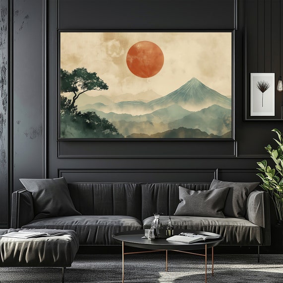Japanese Art, Japandi Wall Art - Zen & Minimalist Nature, Landscape Digital Print, Downloadable Art.