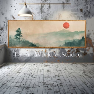 Panoramic Wall Art | Japandi Wall Art - Zen Nature, Downloadable Prints, Digital Japanese Landscape
