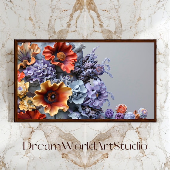 3D Wall Art, Floral Prints | Textured Flower Wall Decor | Large, Downloadable, Impasto, Digital Print