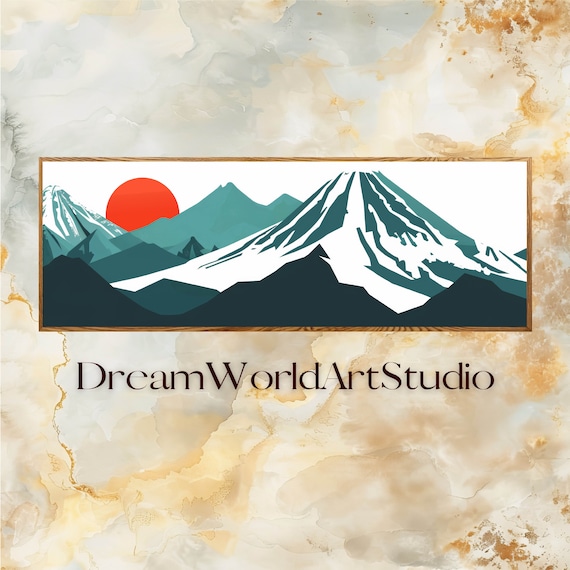 Panoramic Japandi Wall Art. Large Japanese Landscape Painting Art. Ideal for Landscape Painting, Canvas Prints, Kitchen Décor or Backsplash