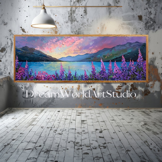 Panoramic Wall Art | Textured Wall Art | Large, 3D, Floral, Impasto Landscape, Downloadable Prints.