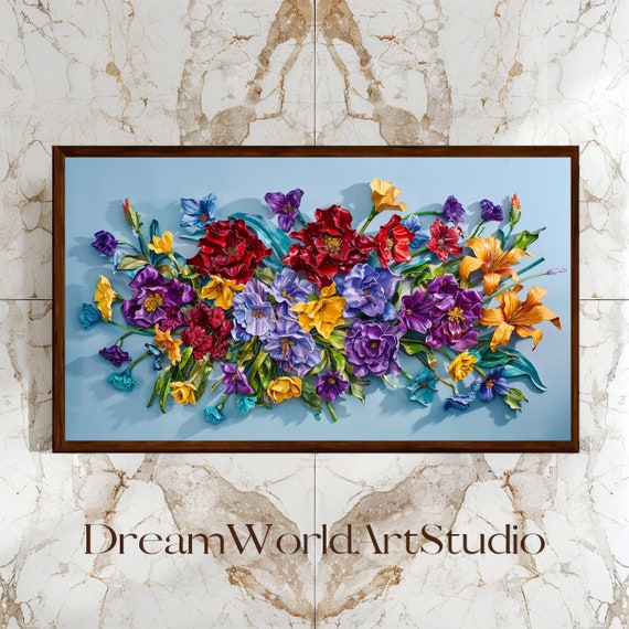 Downloadable Art - Digital Image: Printable Textured Flower Art, 3D Digital Print for Home Decor.