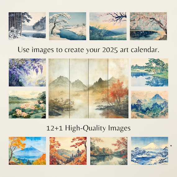 Picture Calendar with Japanese Wall Art – 2025 Calendar Images and Templates