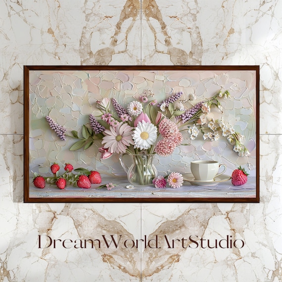 Textured Wall Art, Impasto Painting - Downloadable Digital Image, Floral & Botanical Prints.