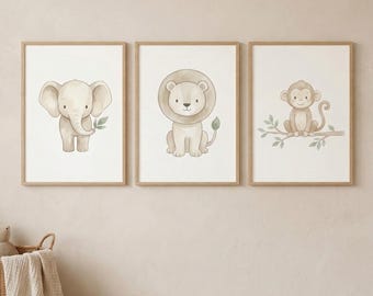Japandi Set of 3 Prints Boho Digital Wall Art Nursery Decor
