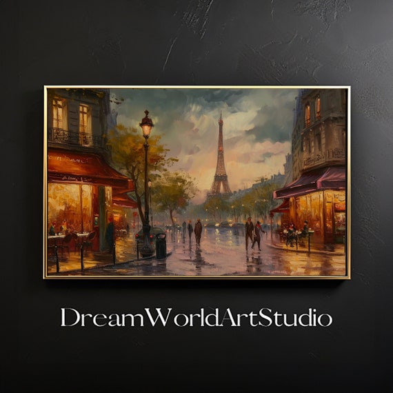 Paris Wall Art, Impressionist Oil Painting, Textured, Downloadable Home Decor, Stock Images.