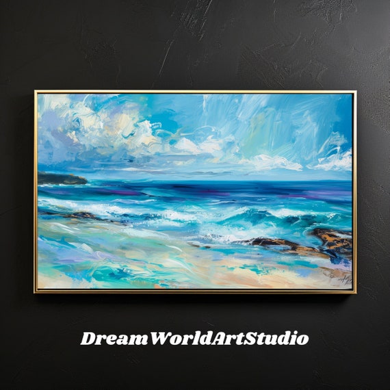 Ocean Digital Art - Printable Wall Art, Ocean Theme Oil Painting, Home Decor, Bedroom Art, Digital Prints.