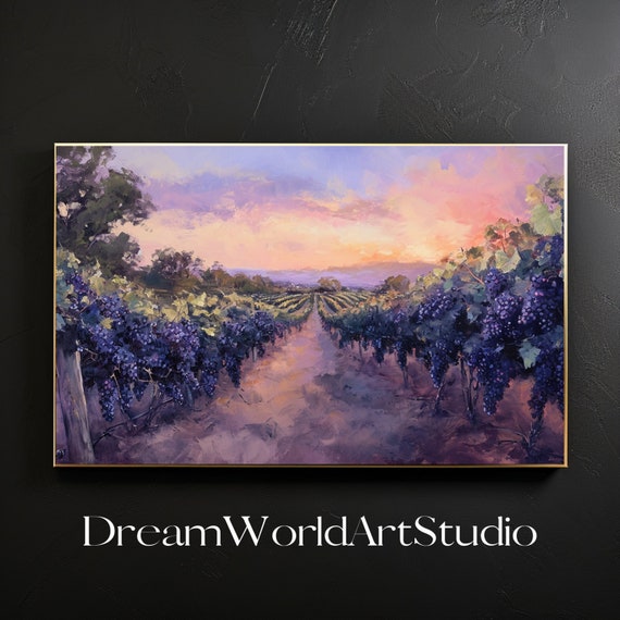 Vineyard Art, Impressionist Oil Painting, Digital Prints, Printable Wall Decor, Large Image to Print.