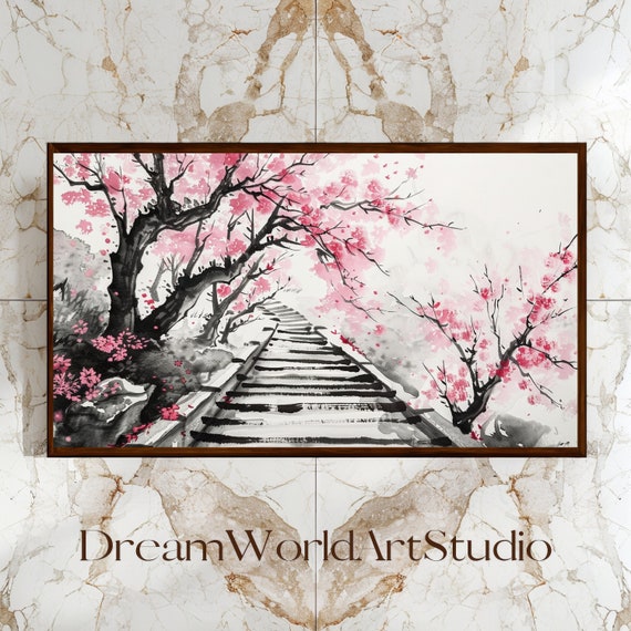 Japanese Art & Ink Art - Cherry Blossom Zen, Minimalist, Nature Wall Art, Downloadable, Digital Print