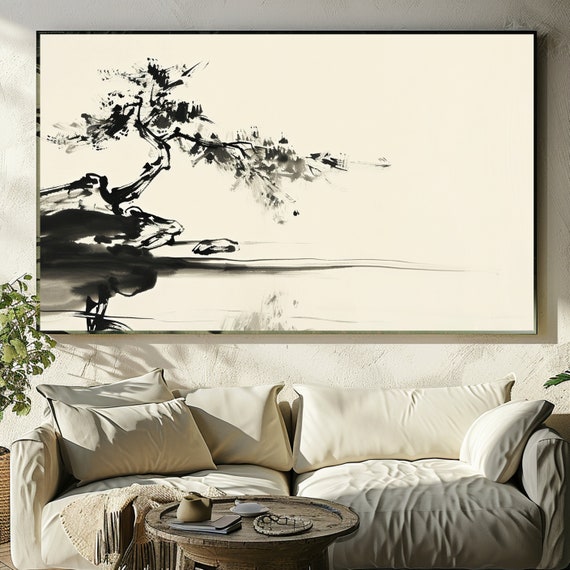 Japanese Sumi E Art - Digital Prints, Printable Wall Art, Large Decor, Botanical & Textured Images.