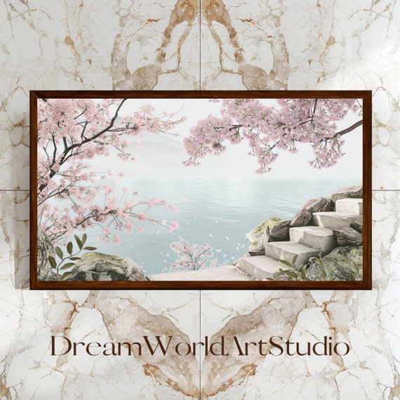 Cherry Blossom Japanese Art - 3D Textured Impasto Painting, Flower Art, Downloadable Digital Print