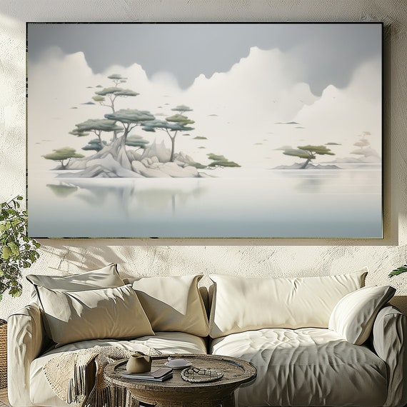 Surreal Art Downloadable Piece - 3D Landscape, Watercolor Nature, Canvas Print for Living Room.