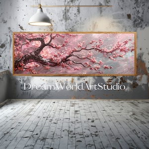 Panorama-Kirschblüte Sakura japanische 3D strukturierte große Wandkunst. Ideal für Leinwanddrucke, Küchendekor oder Ofen Backsplash
