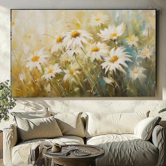 Floral Wall Art, Impressionist Landscape, Botanical Oil Painting, Nature Decor, Large Artwork.