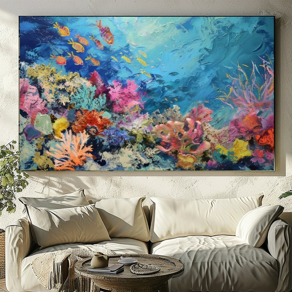 3D Wall Art, Ocean and Textured Themes, Impasto & Acrylic Techniques, Canvas Artwork, Large Wall Decor