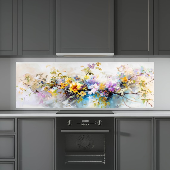 Printable Art, Panoramic Wall Art – Flower Prints, Floral Art, Downloadable, Canvas, Kitchen Decor, Large Wall Art