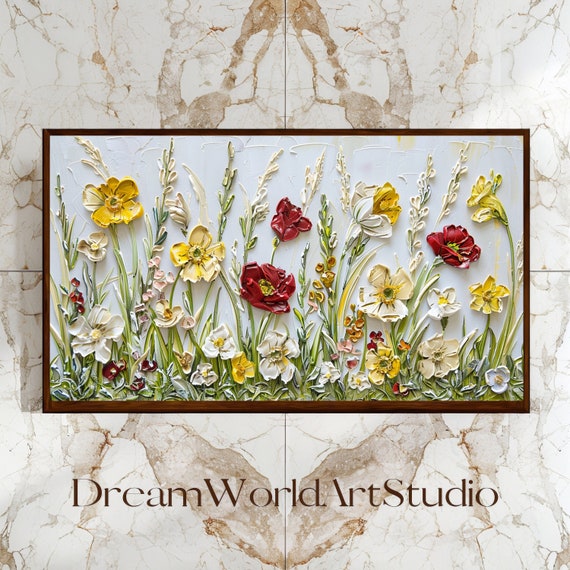 Textured Wall Art, 3D Art | Impasto Painting | Flower Art | Floral Prints | Botanical Art | Digital Print.