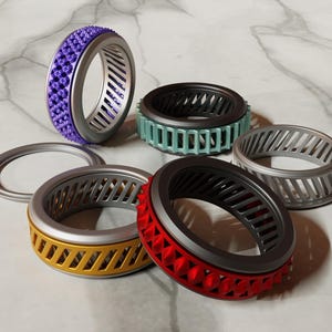 Bague Fidget Spinner imprimée en 3D | Bande tournante pour le soulagement de l'anxiété, style minimaliste