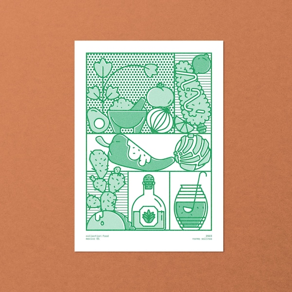 Mexican Food Art | A3 Riso Print Comida Mexicana | Authentic Cuisine Illustration