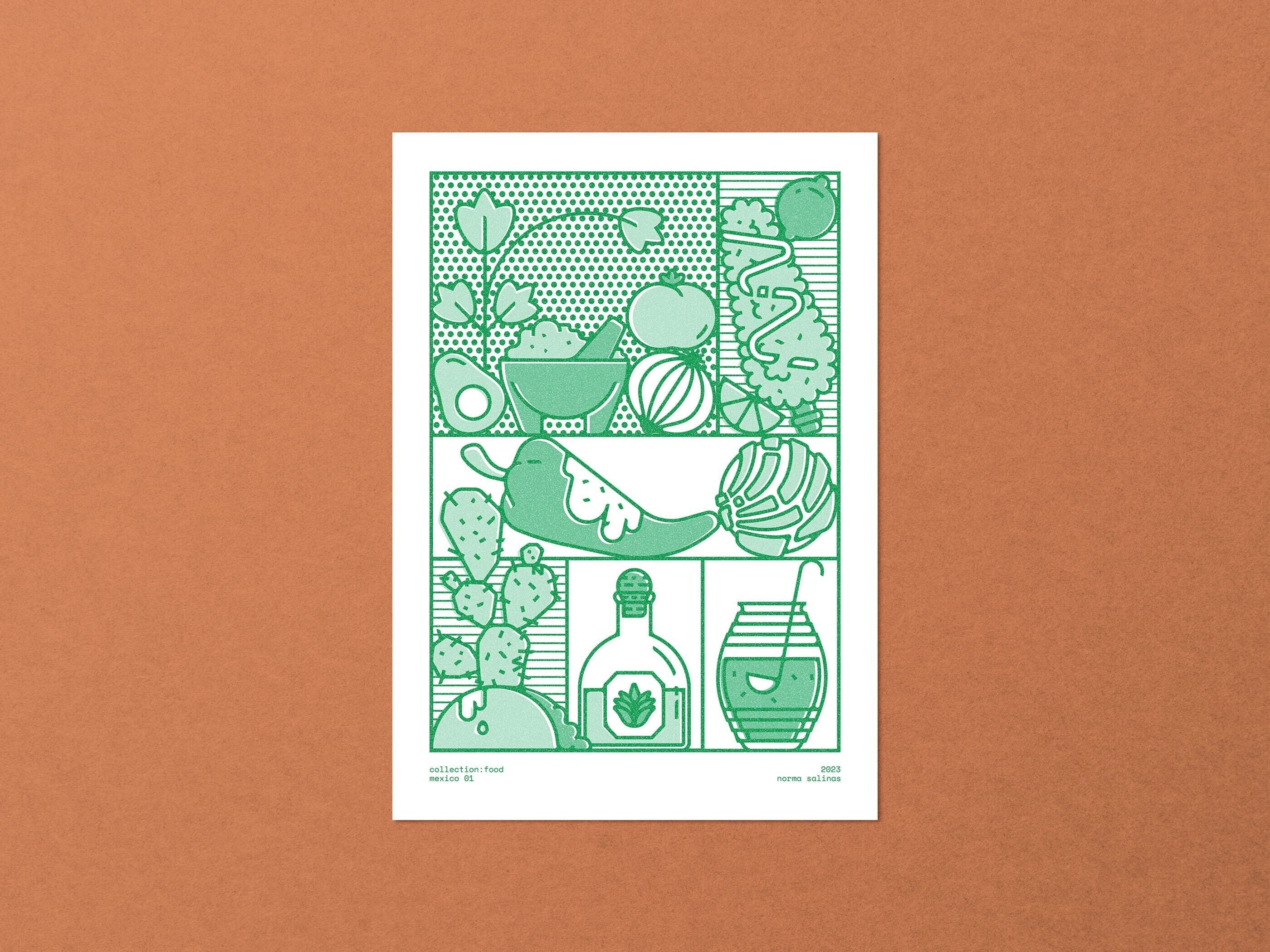 Mexican Food Art A3 Riso Print Comida Mexicana Authentic Cuisine