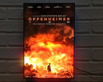 Handmade Oppenheimer Movie Poster LED Lightbox: Dimmable USB Powered