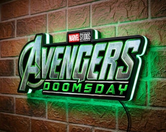Avengers: Doomsday Logo LED 3D Lightbox – Custom Wall Decor