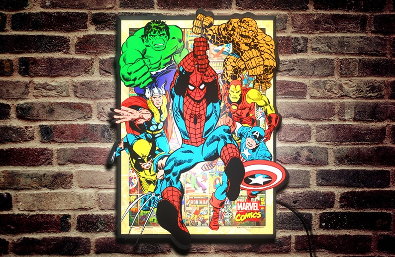 Vintage Marvel Comics Avengers LED Lightbox Superhero Nostalgia at Your