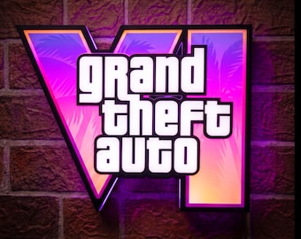 GTA VI Logo 3D LED Gaming Wall Decor – Illuminated Game Room Display