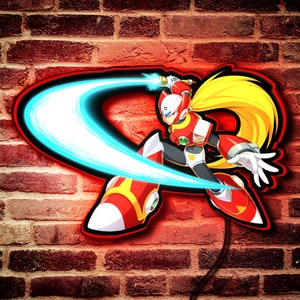 Megaman Zero LED Lightbox - Illuminate Your Space with the Legendary Hero | Handcrafted Gaming Decor