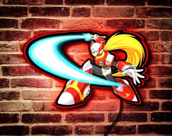 Megaman Zero LED Lightbox - Illuminate Your Space with the Legendary Hero | Handcrafted Gaming Decor