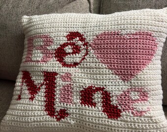 Modello per cuscino all'uncinetto "Be Mine"