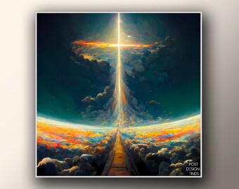 Heaven and Earth Collide | Cross, Reflection, Beautiful Warm Colors, Abstract Easter Design | High Quality 300 DPI Images | Digital Download