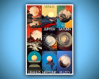Solar System Reimagined | Planets, Earth, Mars, Pluto Stylistic Design | HD, 4k, 300 DPI Images | Digital Download