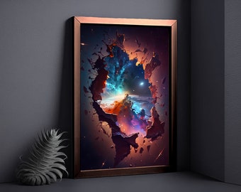 Nebula Wormhole in Space | Galaxy, Fracture, Realistic Design | Entering Another Dimension | High Quality 300 DPI Images | Digital Download