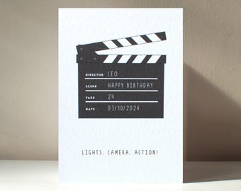 Movie Star - A6 Custom Film TV Clap Clapper Board Funny Pun Happy Birthday Love Greeting Card - Free Personalisation