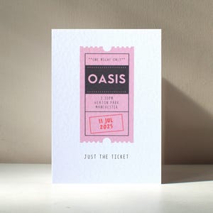 Just the Ticket - A6 custom Gig Party Ticket Stub Invite Present Gift Funny Pun Happy Birthday Love-wenskaart - Gratis personalisatie