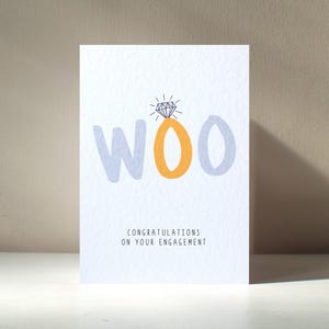 Woo - Biglietto d'auguri A6 con anello di fidanzamento, matrimonio, gioco di parole divertente, amore, anniversario, compleanno - Personalizzazione gratuita
