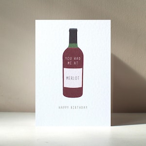 You Had Me at Merlot - A6 rode wijn Vino Classy Drinking Brunch Alcohol Fun Pun Birthday Love-wenskaart - gratis personalisatie