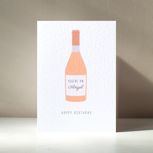 You're an Angel - A6 roos fluisterende wijn vino stijlvol drinken brunch alcohol leuke woordspeling verjaardag liefdeswenskaart - gratis personalisatie