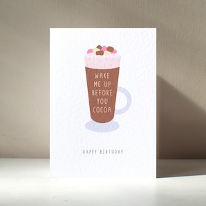 Warme chocolademelk - A6-cacao-waterkoker marshmallow mokka crème kindercafé brutale leuke woordspeling verjaardag liefde wenskaart - gratis personalisatie
