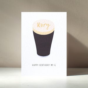My G - A6 Custom Name Beer Ale Drinking Alcohol Stout Split the G Funny Pun Happy Birthday Father&#39;s Day Greeting Card - Free Personalisation