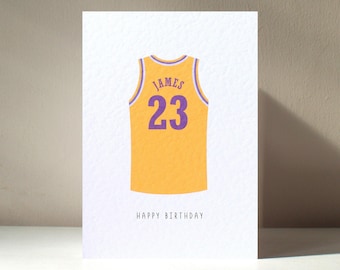 Basketball Shirt - A6 Custom Age Name Favourite Team Jersey NBA Baller Hoop Funny Pun Happy Birthday Greeting Card - Free Personalisation